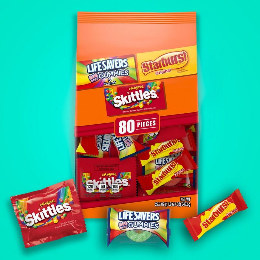 Skittles, Starburst, & Life Savers Gummies Fun Size Variety Bag, 22.7oz, 80pc