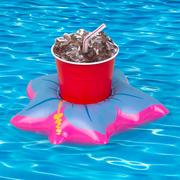 Inflatable Blue Hibiscus Flower Drink Float, 7in x 7.1in