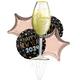 Bubbly Time Happy New Year Foil Balloon Bouquet, 5pc