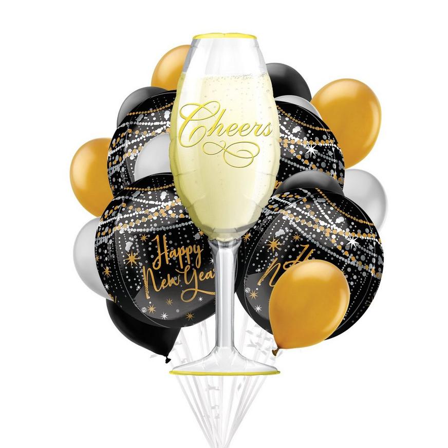 Bubbly Evening New Year's Balloon Bouquet, 17pc