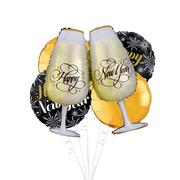 Black, Silver, & Gold Happy 2022 New Year's Foil & Latex Balloon Bouquet, 5pc