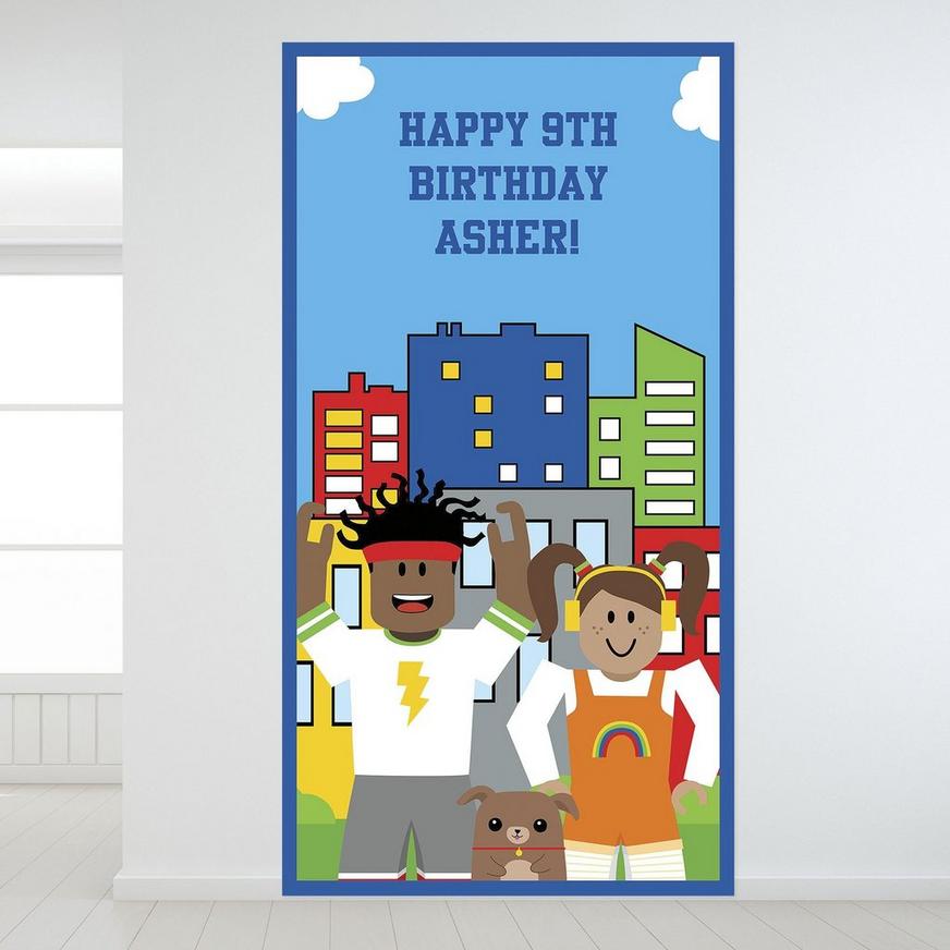 Custom Party Town Cardboard Backdrop, 3.8ft x 7.25ft