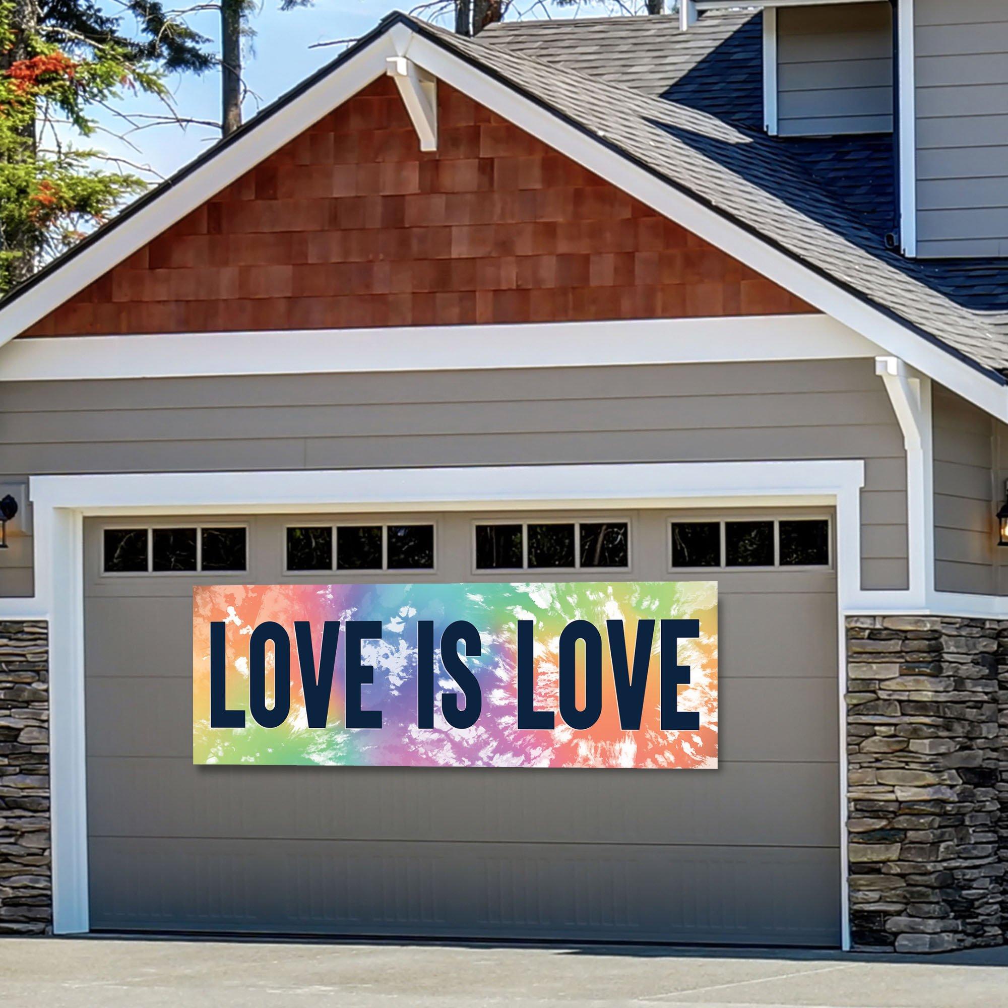 Rainbow Tie-Dye Love is Love Pride Vinyl Horizontal Banner, 6ft x 2ft