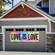 Rainbow Tie-Dye Love is Love Pride Vinyl Horizontal Banner, 6ft x 2ft