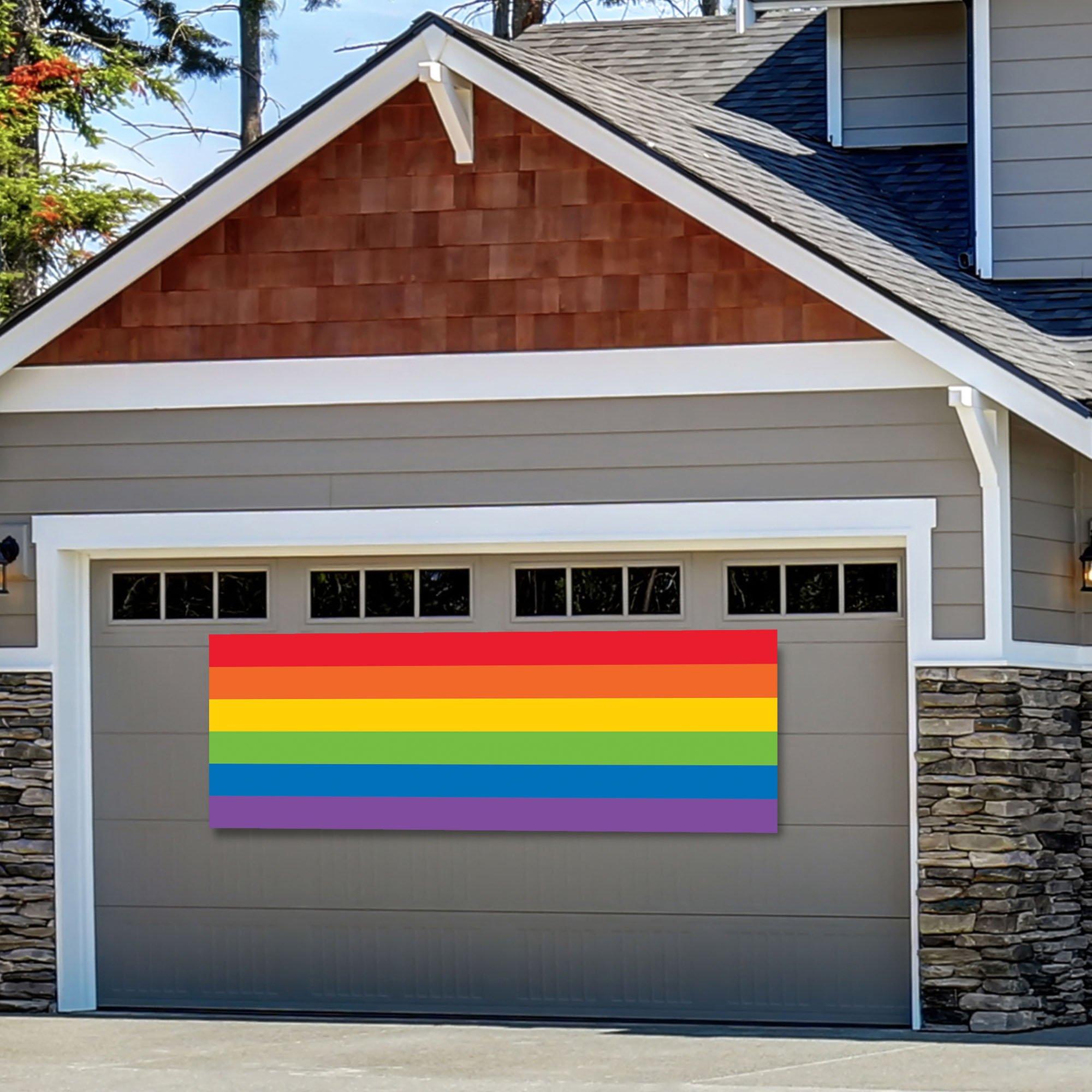 Rainbow Striped Pride Vinyl Horizontal Banner, 6ft x 2ft | Party City