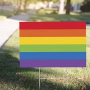 Rainbow Striped Pride Plastic Yard Sign, 22in x 15in