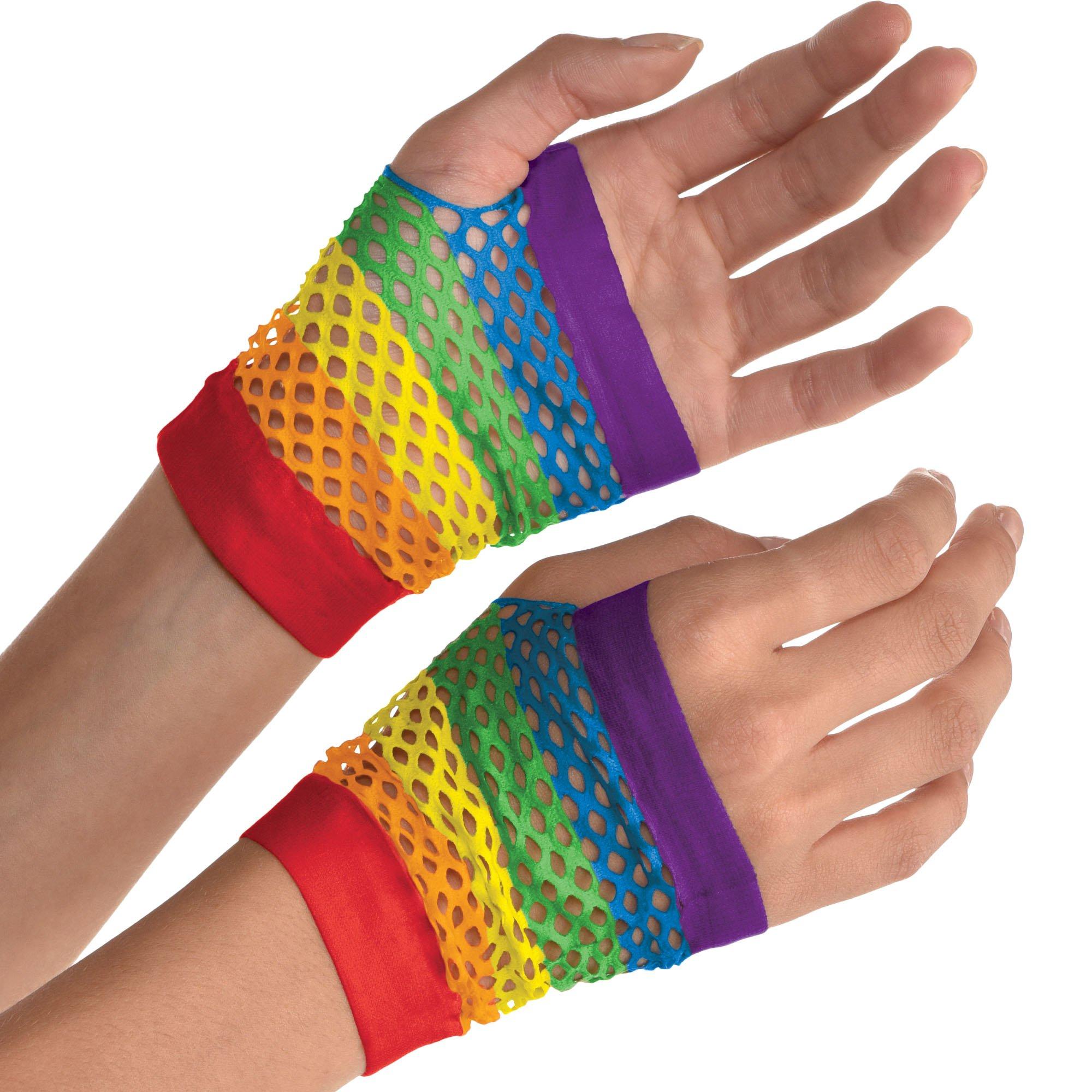 Rainbow Fingerless Gloves Party City