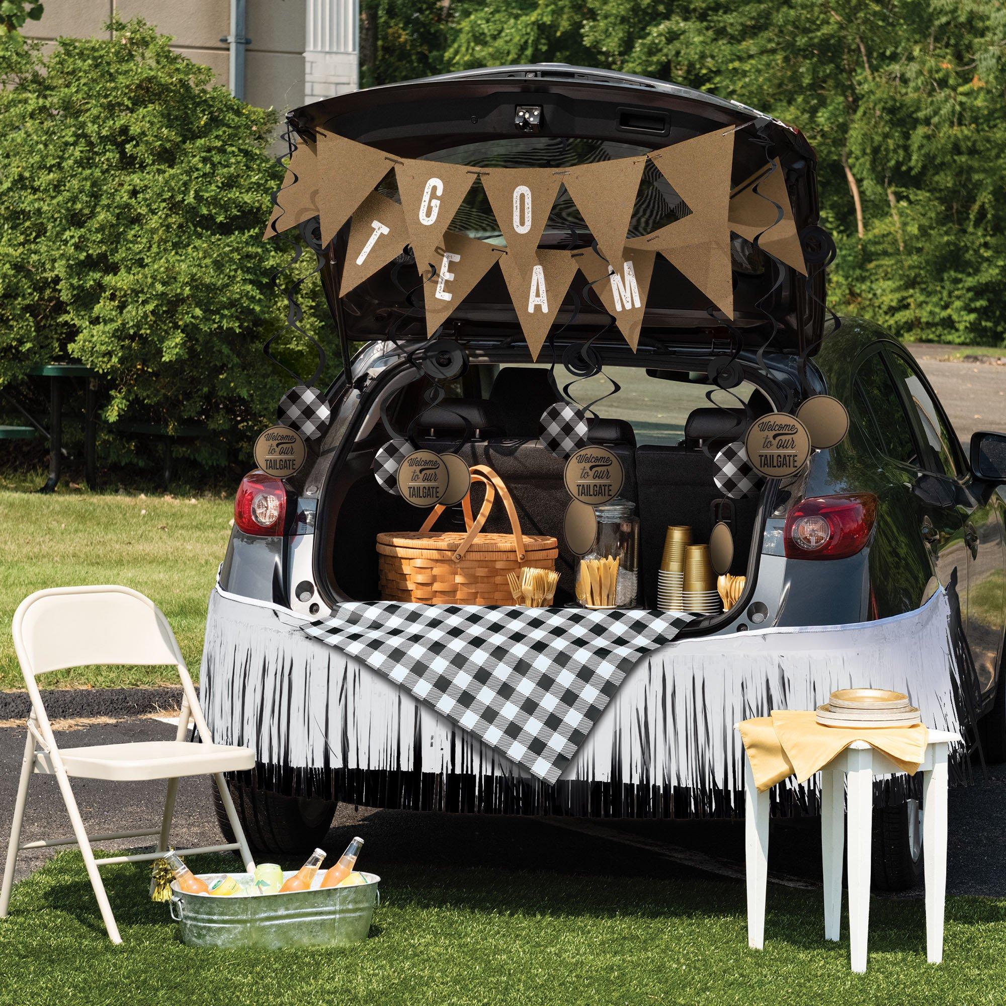 Black & White Plaid Tailgate Car Decorating Kit, 14pc Party City