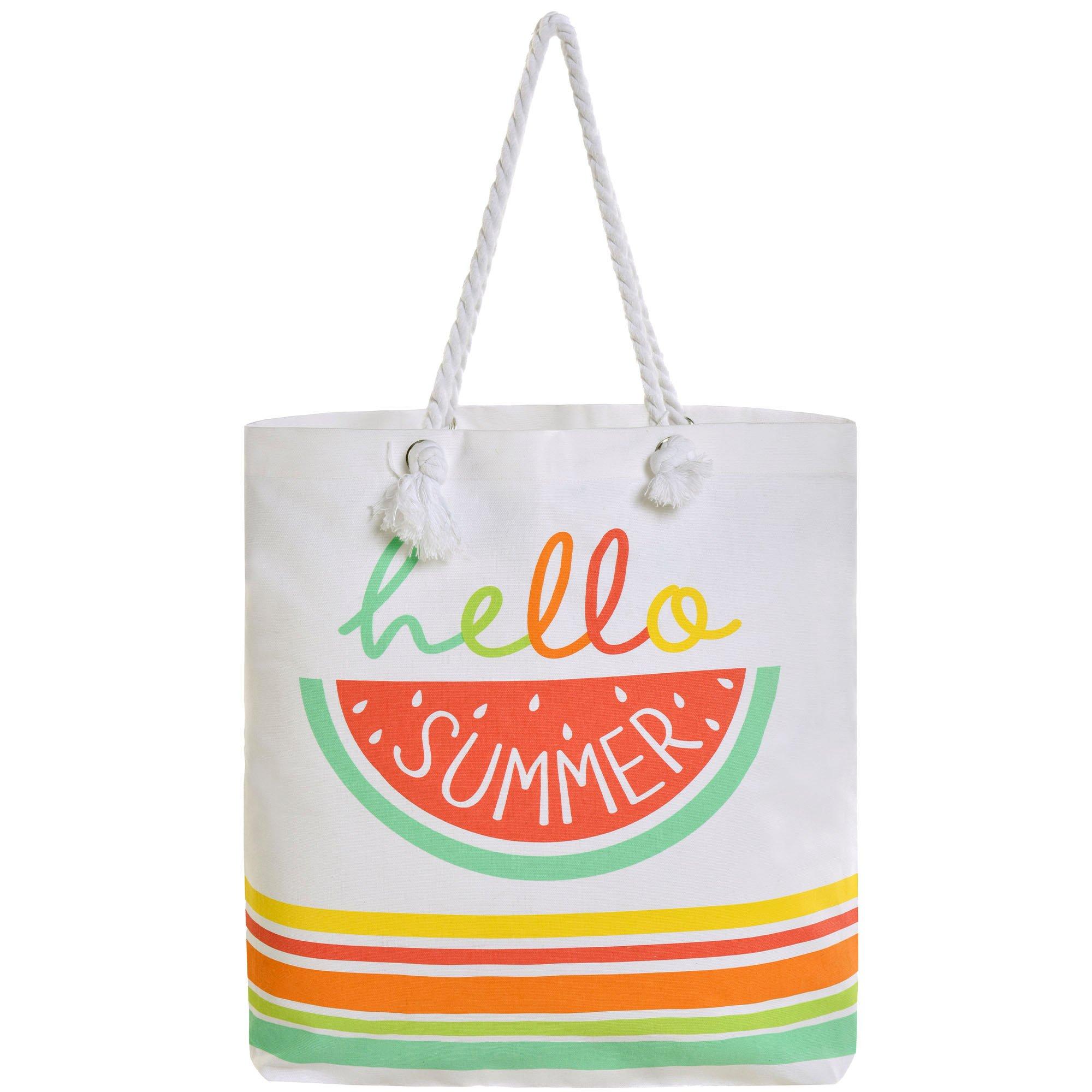 Initialed Letter Patch Cotton Canvas Tote Bag