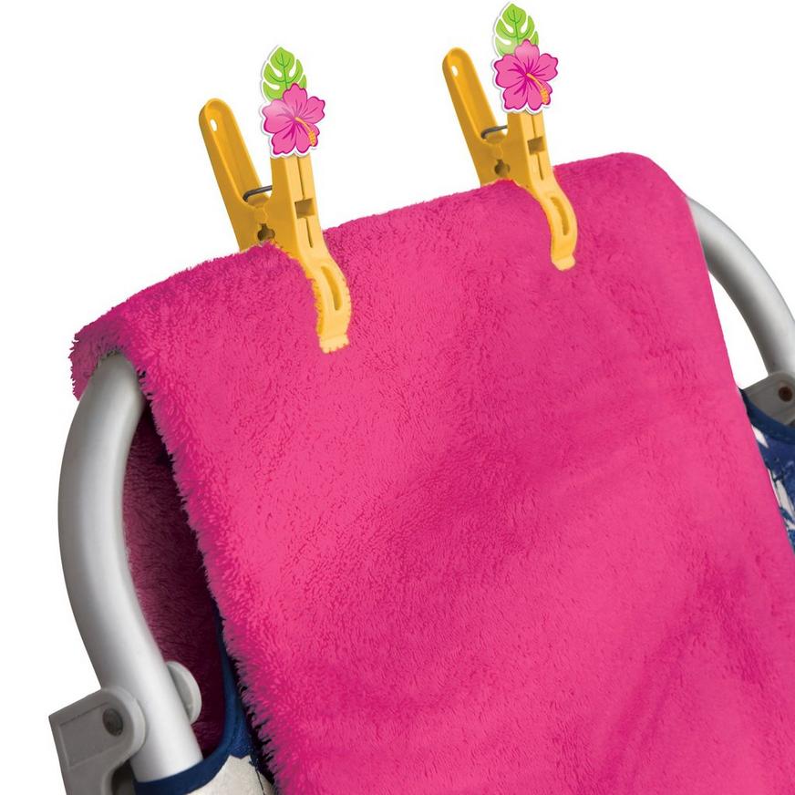 Yellow Hibiscus Plastic Towel Clips, 2ct
