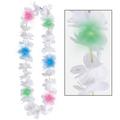 Light-Up White Fabric Flower Lei with Multicolor LEDs, 40in