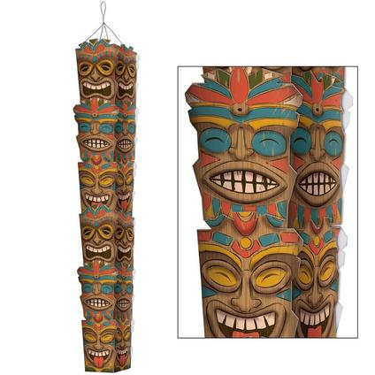 Vintage Tiki Totem Pole Cardstock Hanging Decoration, 5ft