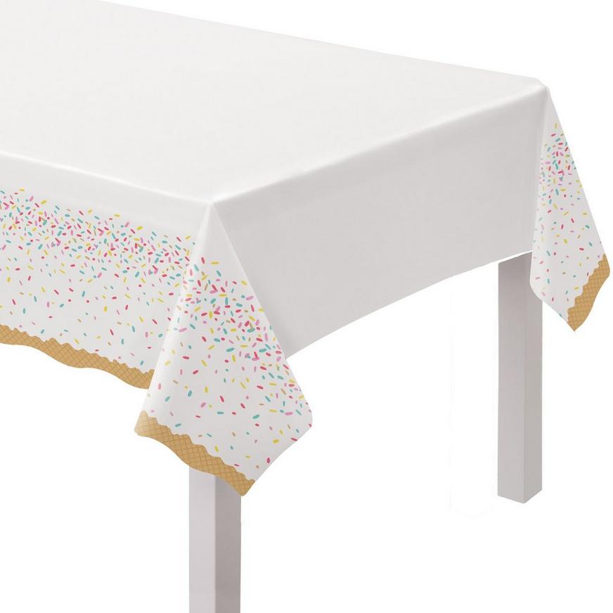 Multicolor Sprinkles Plastic Table Cover, 54in x 102in - Summer Sweets