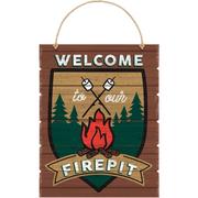 Welcome to Our Firepit MDF Easel Sign, 13.75in x 17.6in