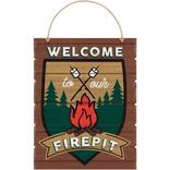 Welcome to Our Firepit MDF Easel Sign, 13.75in x 17.6in