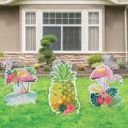 Flamingo & Pineapple Summer Luau Corrugated Plastic Yard Sign Set, 20.2in to 24.5in, 3pc