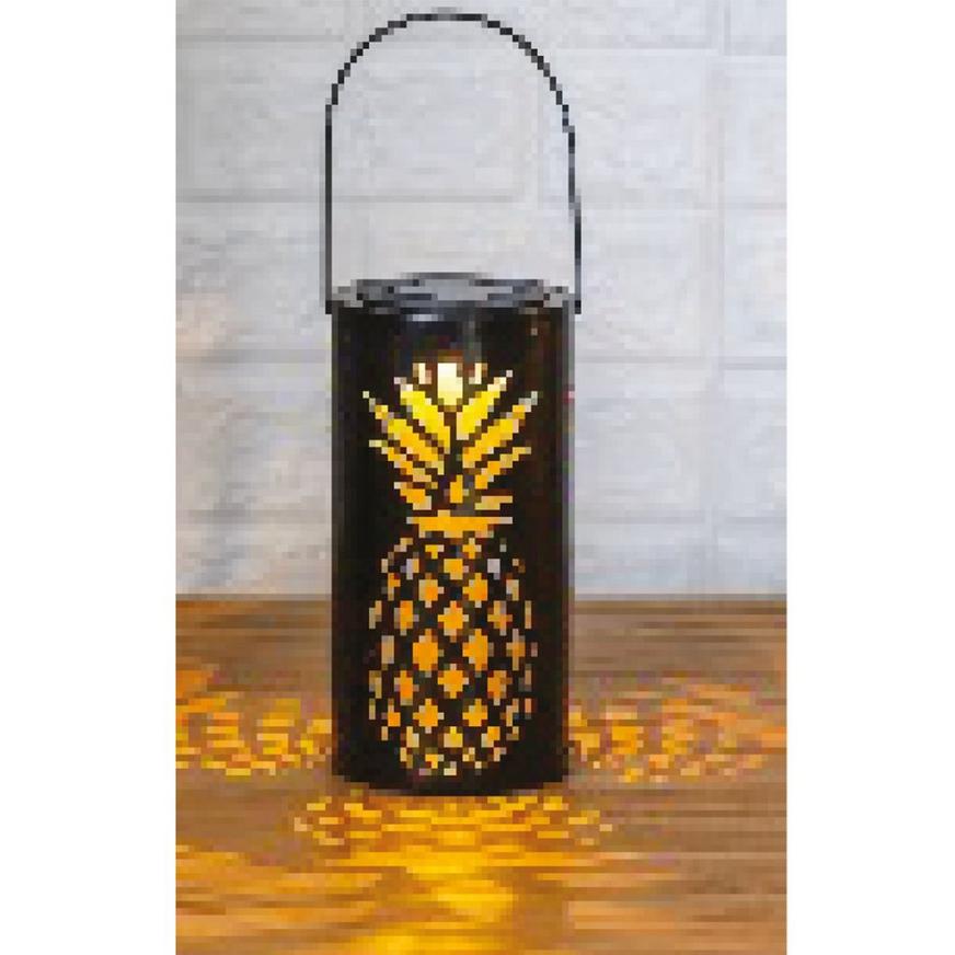 Pineapple Metal Solar Lantern, 4.3in x 7.6in