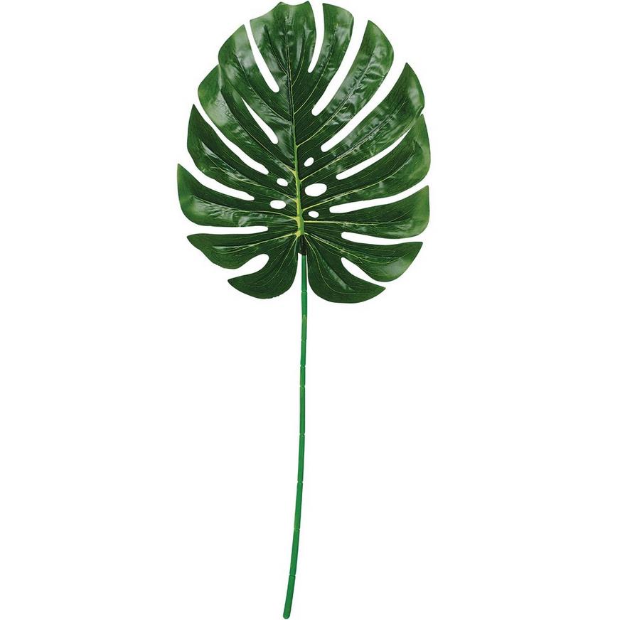 Monstera Leaf Plastic & Fabric Decoration, 11.4in x 30in