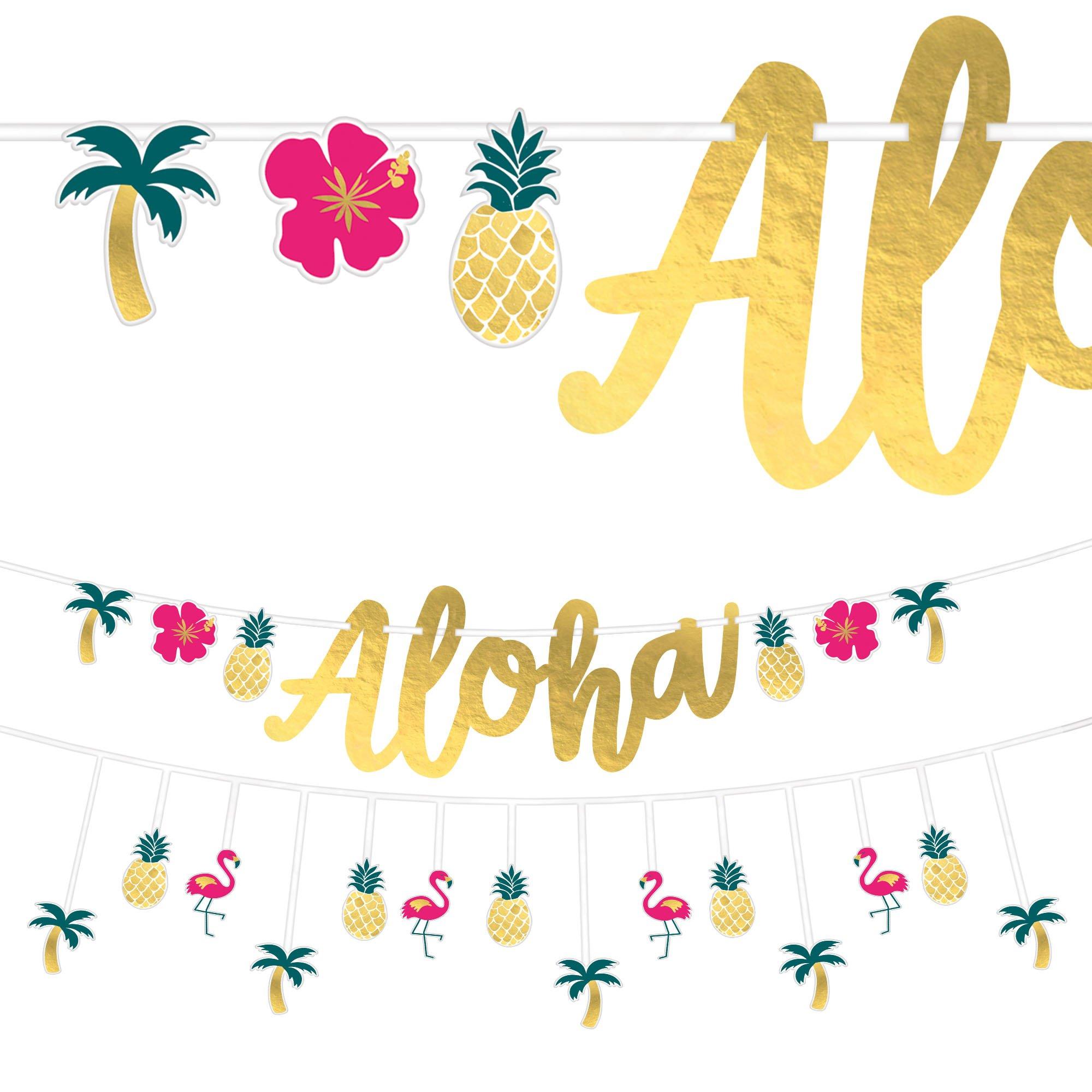 Metallic Aloha Summer Luau Cardstock Banners, 12ft, 2ct