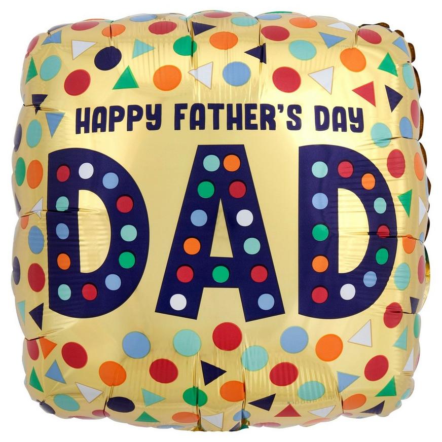 Multicolor Shapes Father's Day Square Balloon, 17in