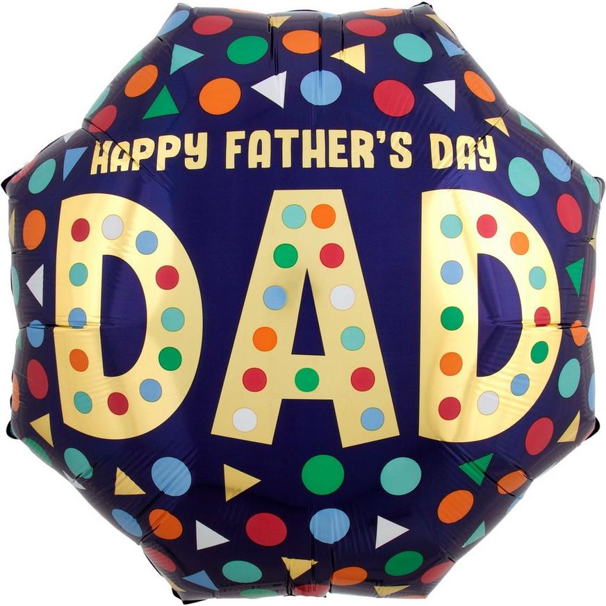 Multicolor Shapes Father's Day Octagonal Balloon, 22in