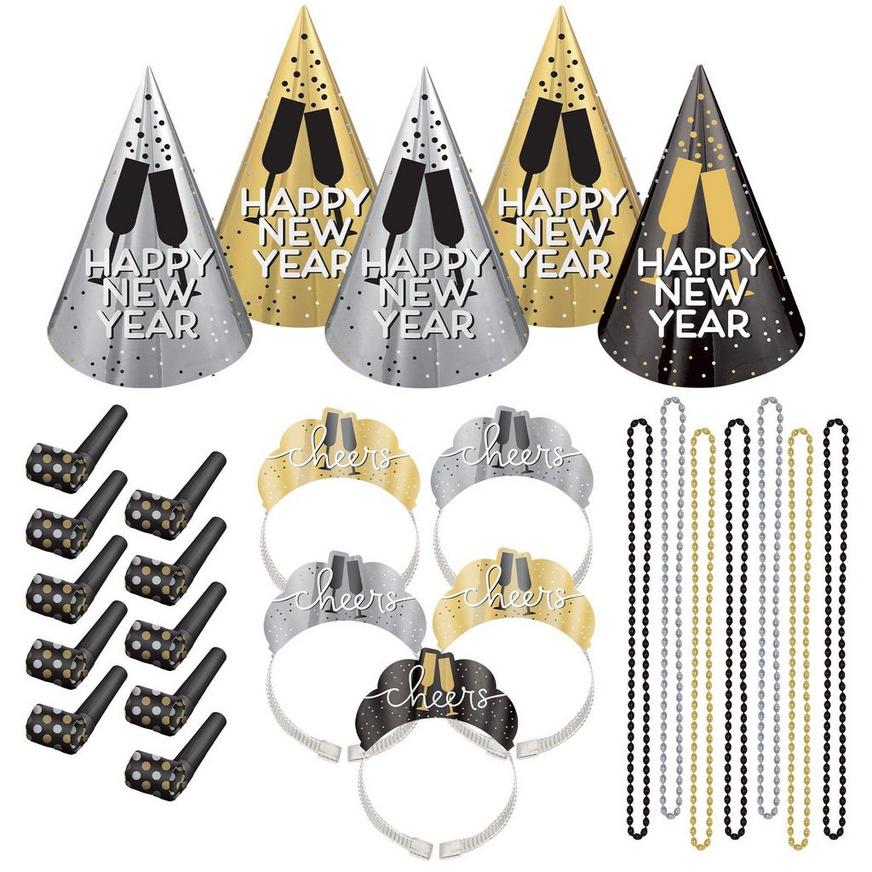 Satin Vintage New Year's Eve Balloon Bouquet & Accessory Kit for 10 Guests