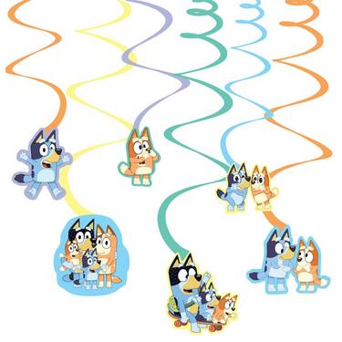 Bluey Cardstock Swirl Decorations, 12ct