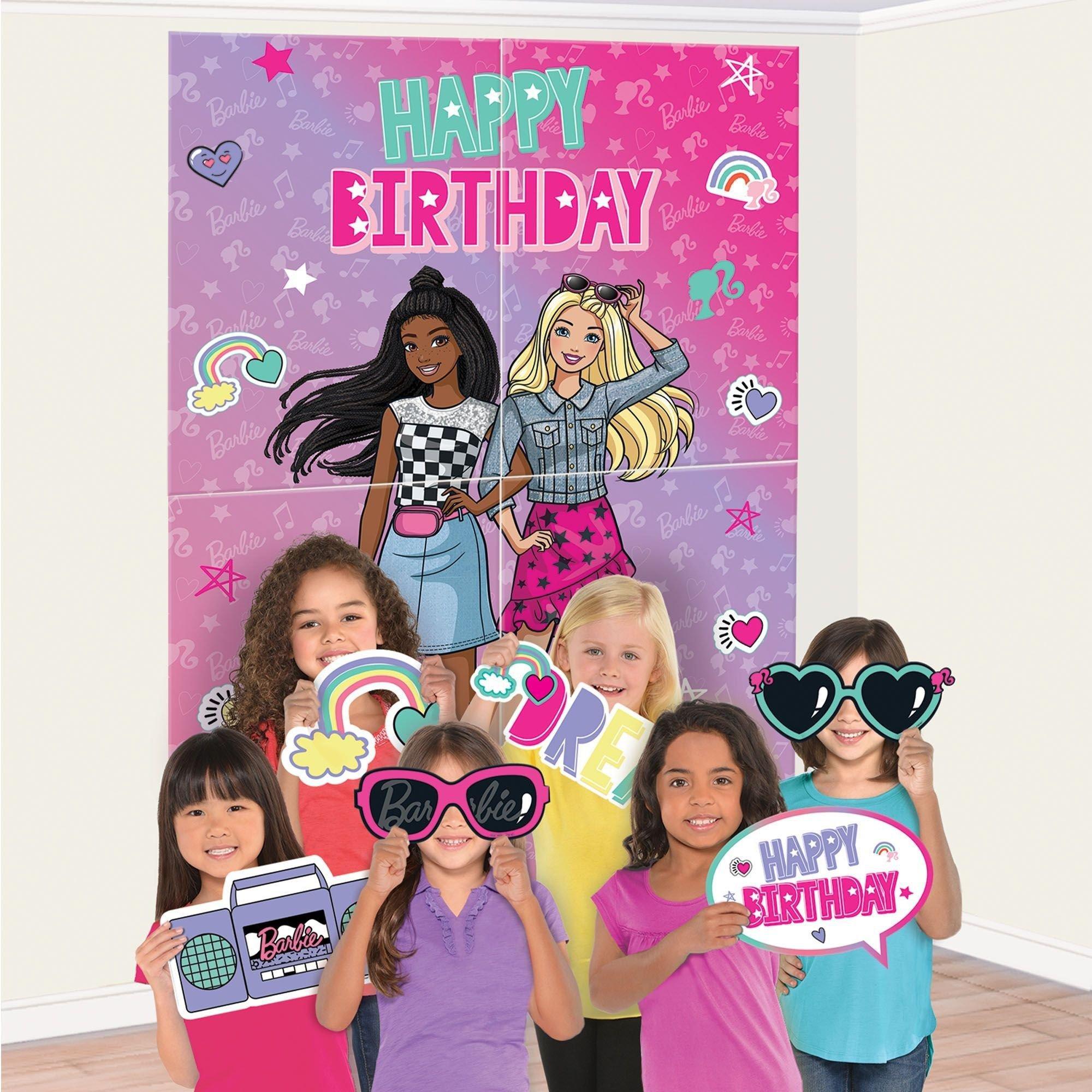 Party City Barbie Dream Together - Vajilla para 16 invitados, suministros  de fiesta, con cubierta de mesa, globos, pancarta, 74 piezas