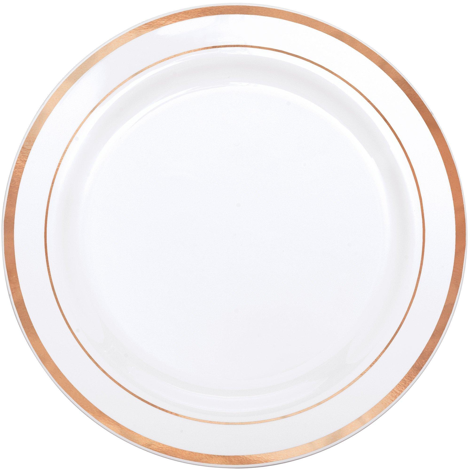 Rose Gold-Trimmed Premium Plastic Dinner Plates, 10.25in, 20ct