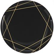Black With Gold Geometric Rim Premium Plastic Dinner Plates, 10.5in, 20ct