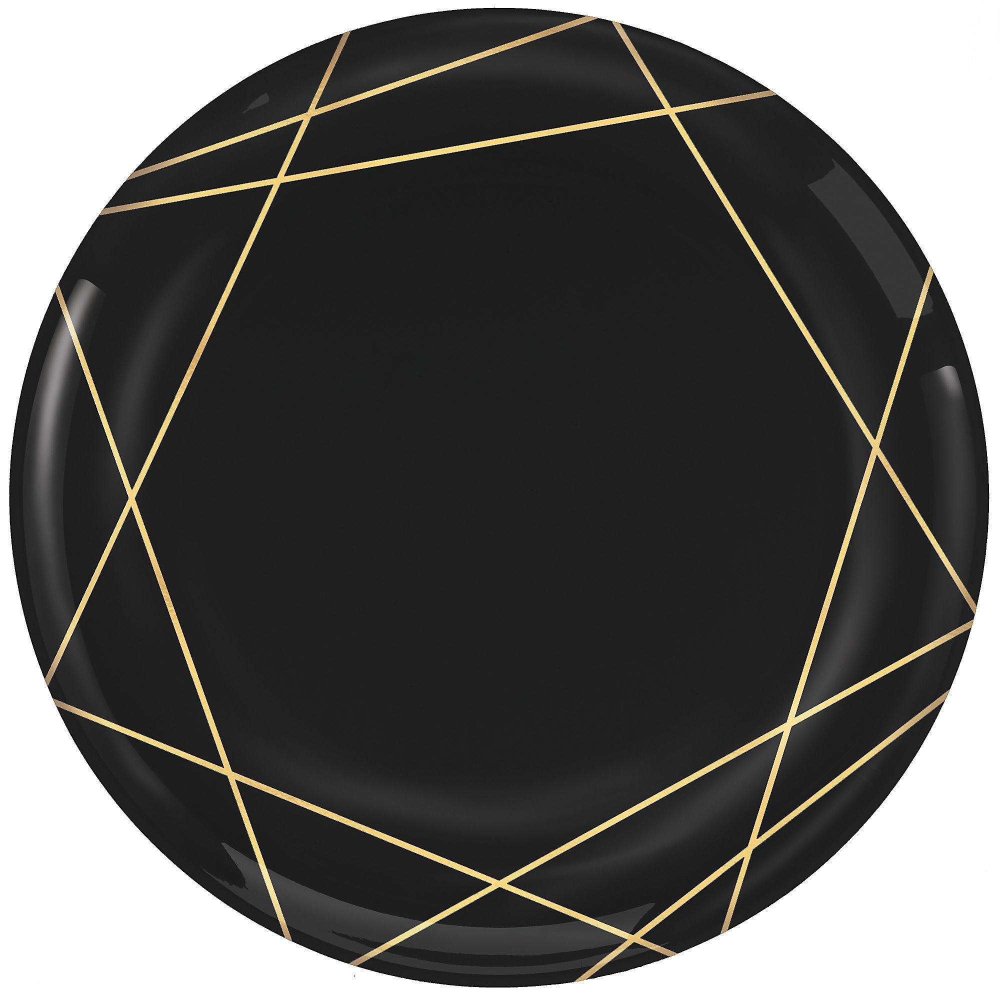 25 Pack, Black 9 Geometric Dinner Paper Plates, Disposable Plates Decagon  Shaped With Gold Foil Rim in 2023