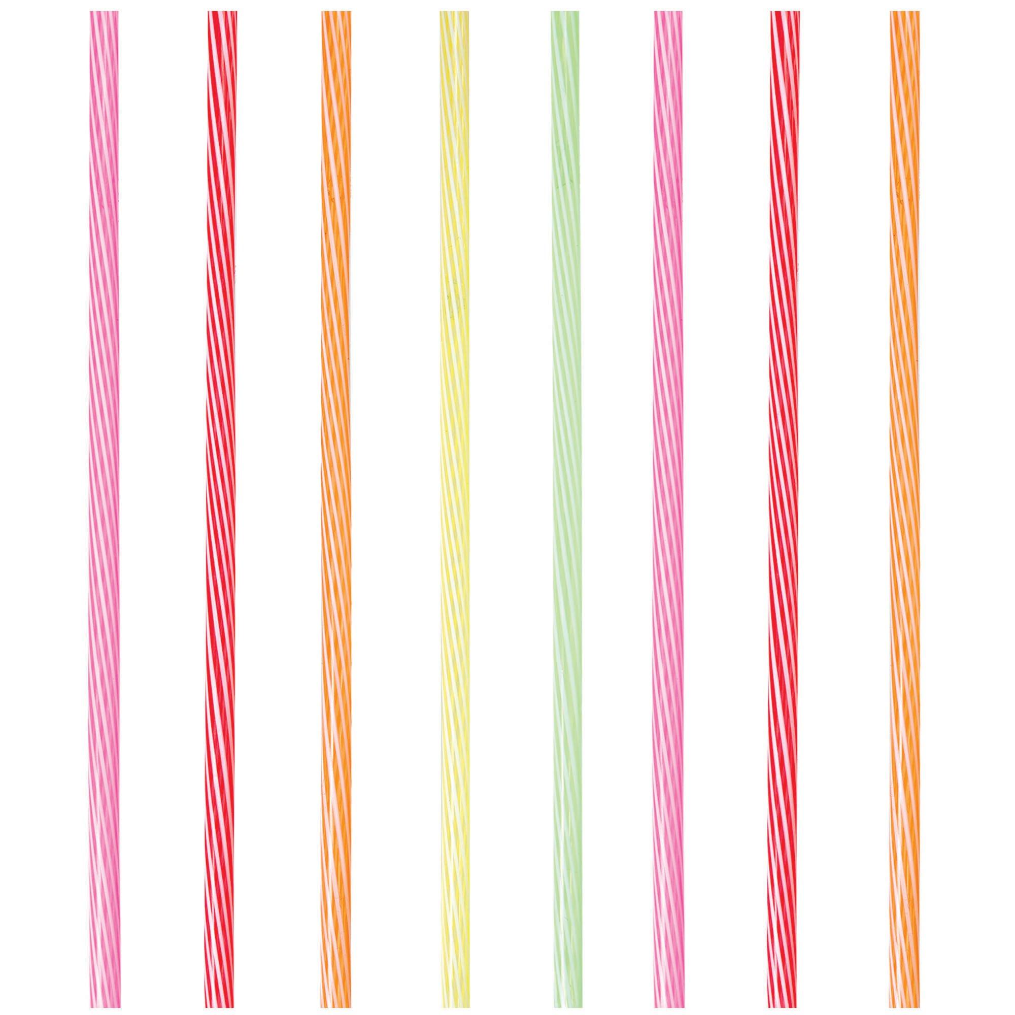 Multicolor Striped Reusable Plastic Straws, 24ct