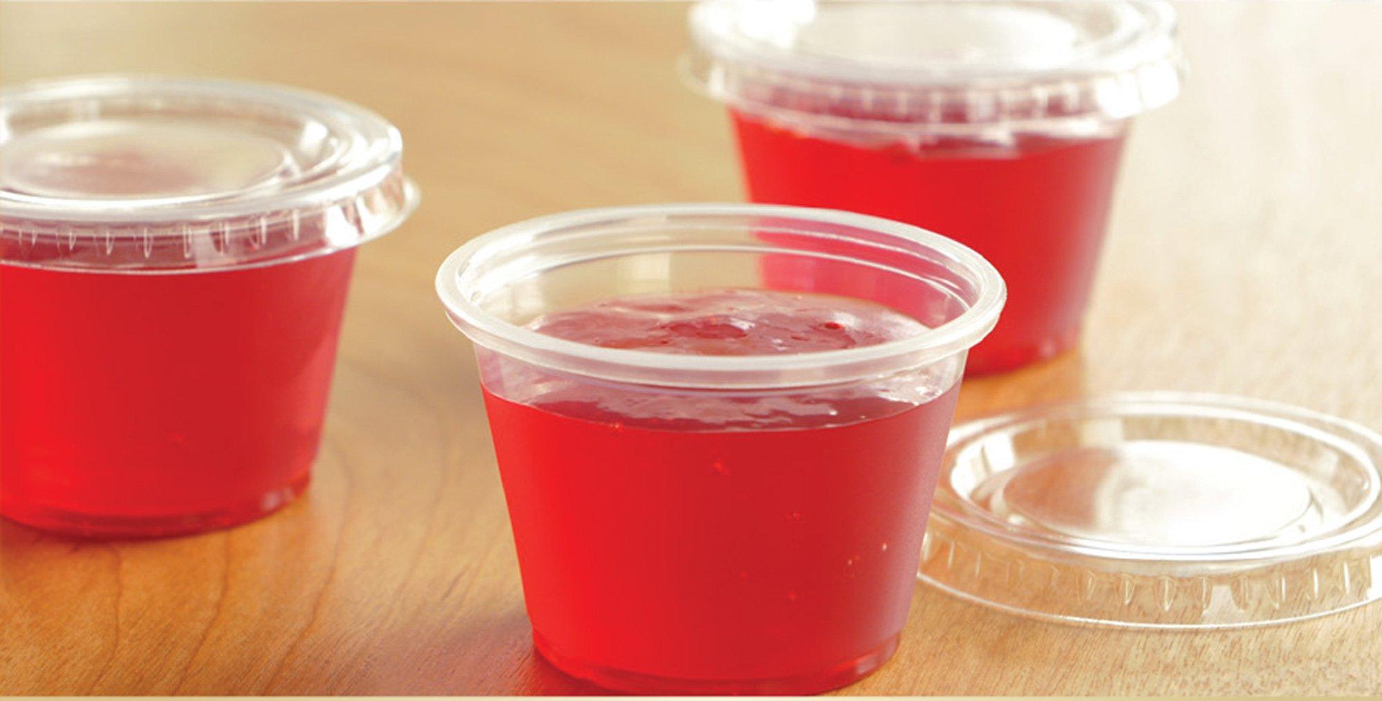 Clear Plastic Disposable Gelatin Shot Cups with Lids, 2 fl oz