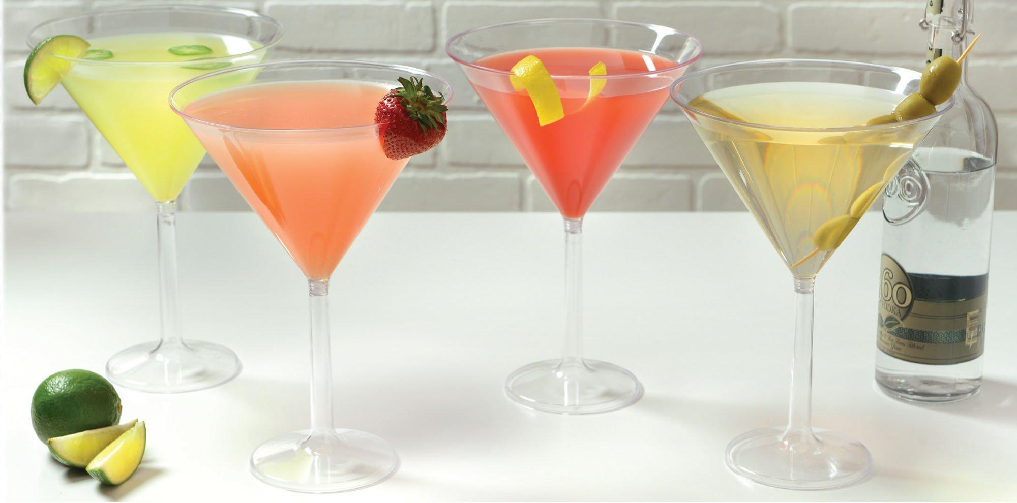 Clear Plastic Martini Glasses, 8oz, 20ct