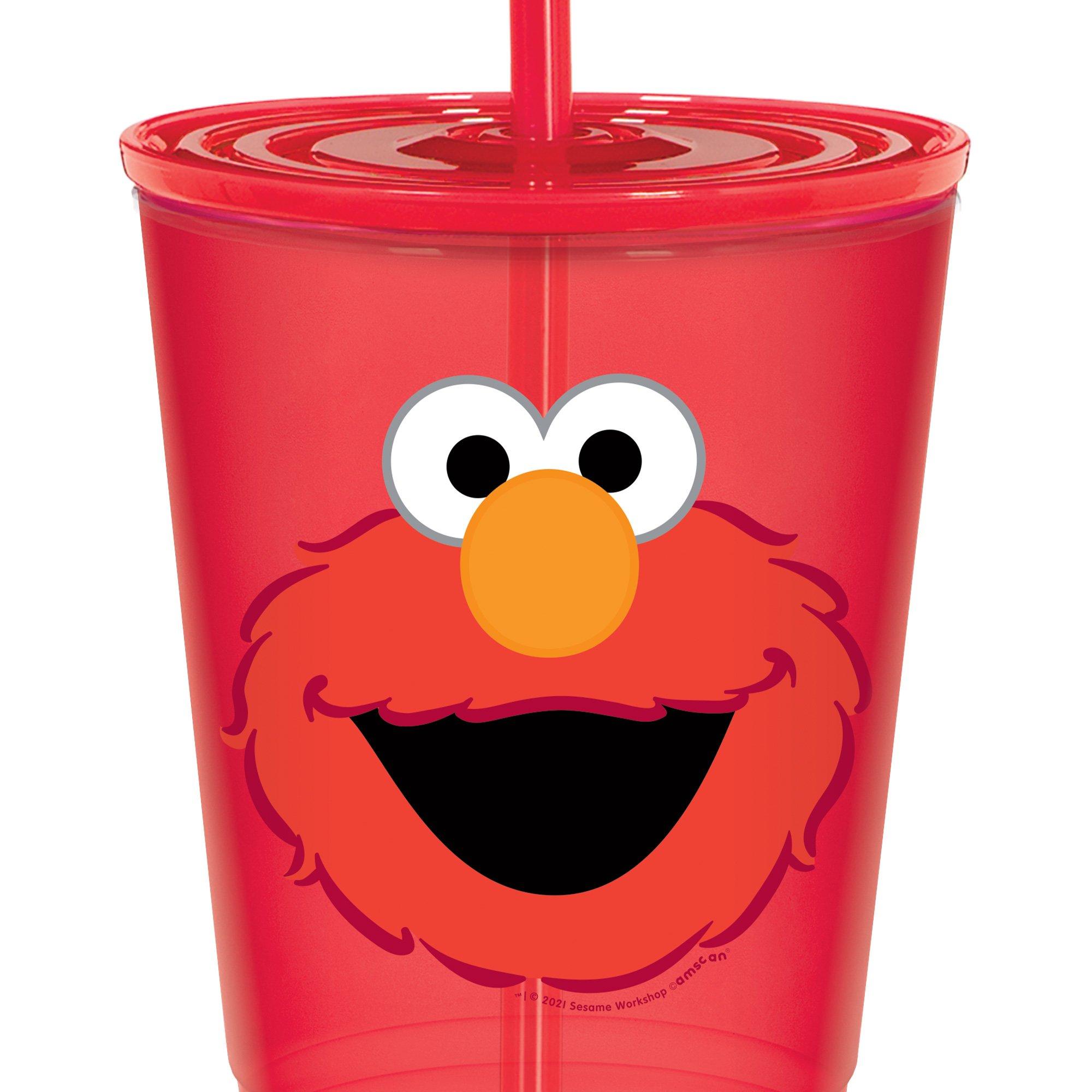 Elmo Plastic  Cup with Straw, 12oz - Everyday Sesame Street