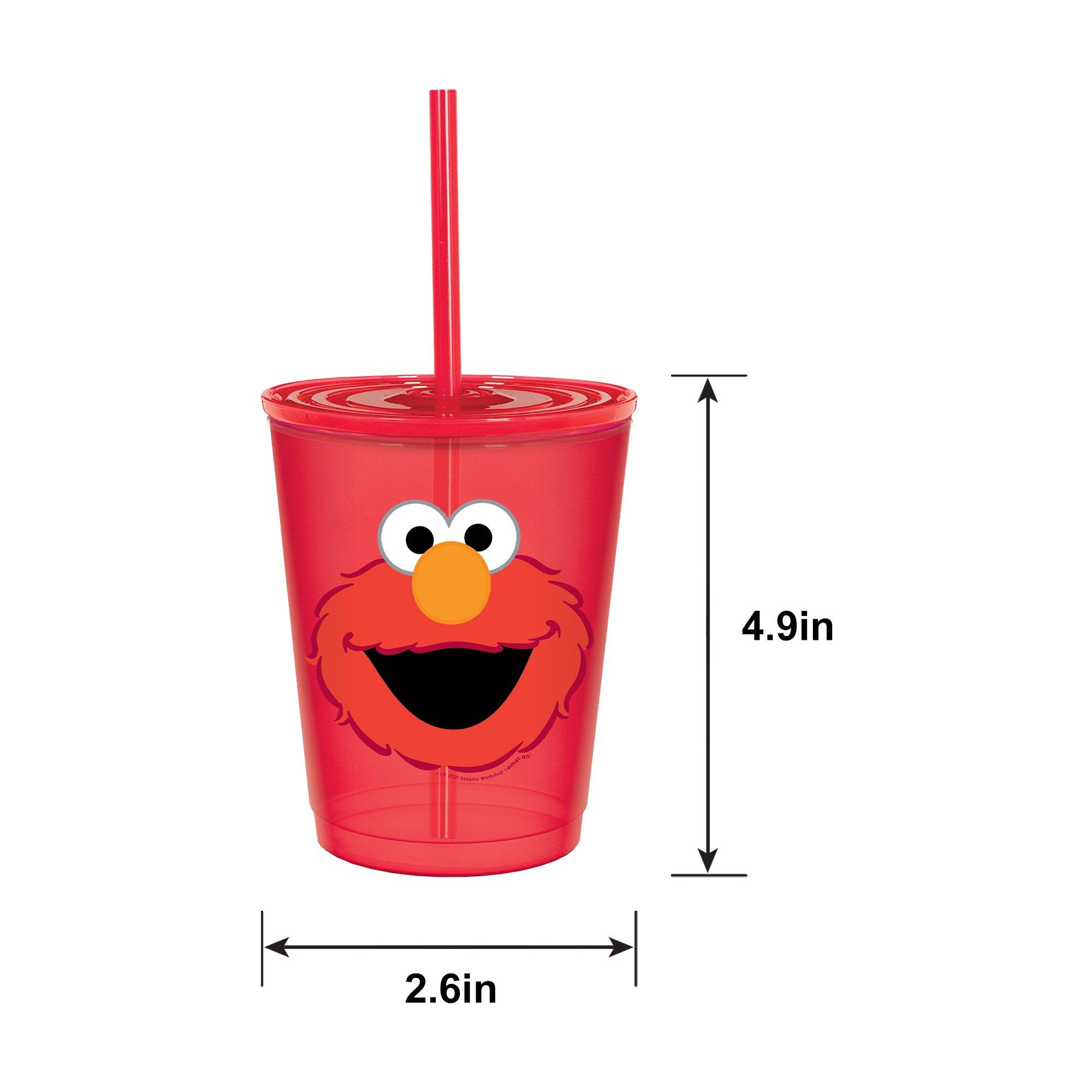 Elmo Plastic  Cup with Straw, 12oz - Everyday Sesame Street