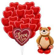 DIY Red Hearts & Cuddly Teddy Valentine's Day Balloon Room Decorating Kit, 27pc