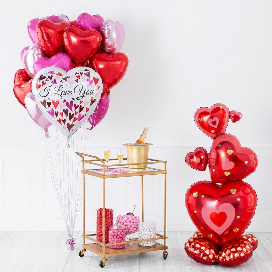 DIY Pink & Red Hearts Valentine's Day Balloon Room Decorating Kit, 27pc
