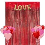 DIY Air-Filled Pink, Red & Gold Love Balloon Backdrop Kit, 16pc