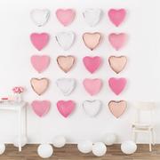 DIY Air-Filled Pink & White Heart Balloon Wall Frame Kit, 20pc
