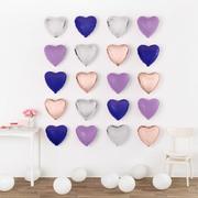 DIY Air-Filled Purple, Rose Gold & Silver Heart Balloon Wall Frame Kit, 20pc