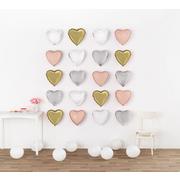 DIY Air-Filled Gold, Pink, Silver & White Heart Balloon Wall Frame Kit, 20pc