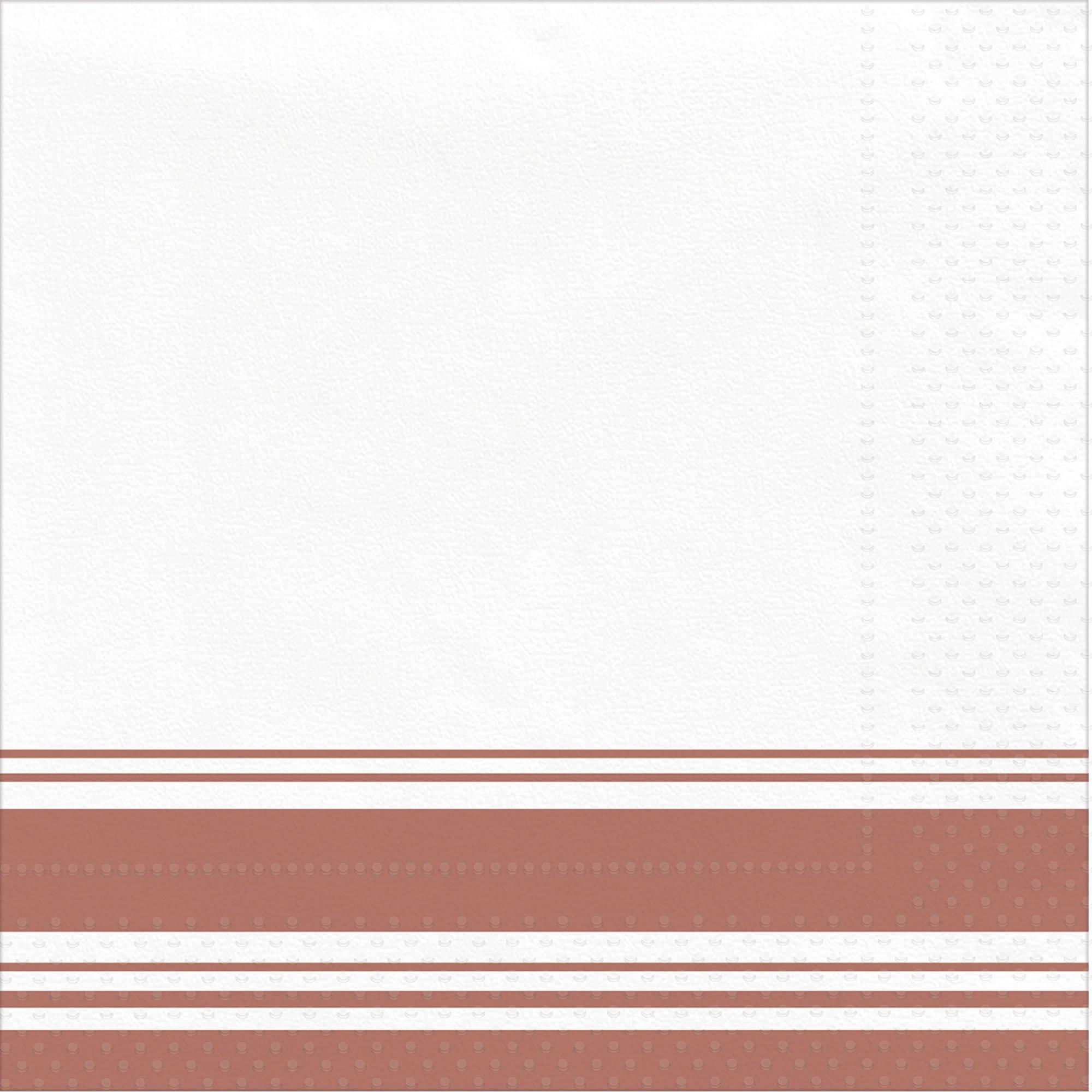 Rose Gold Striped Border Premium Dinner Napkins, 8in, 40ct