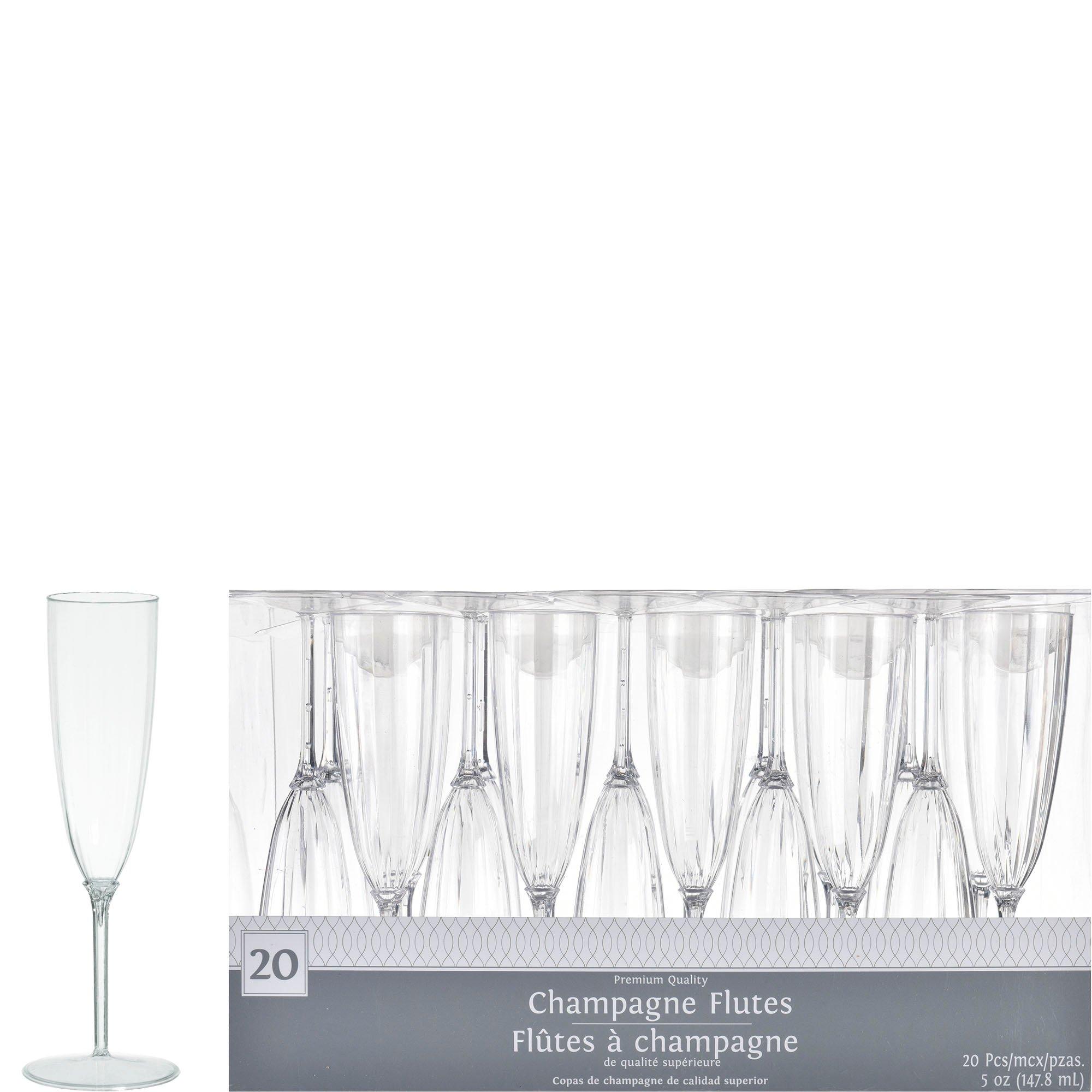 Clear Premium Plastic Wine Glasses with Gold Stems, 7oz, 20ct