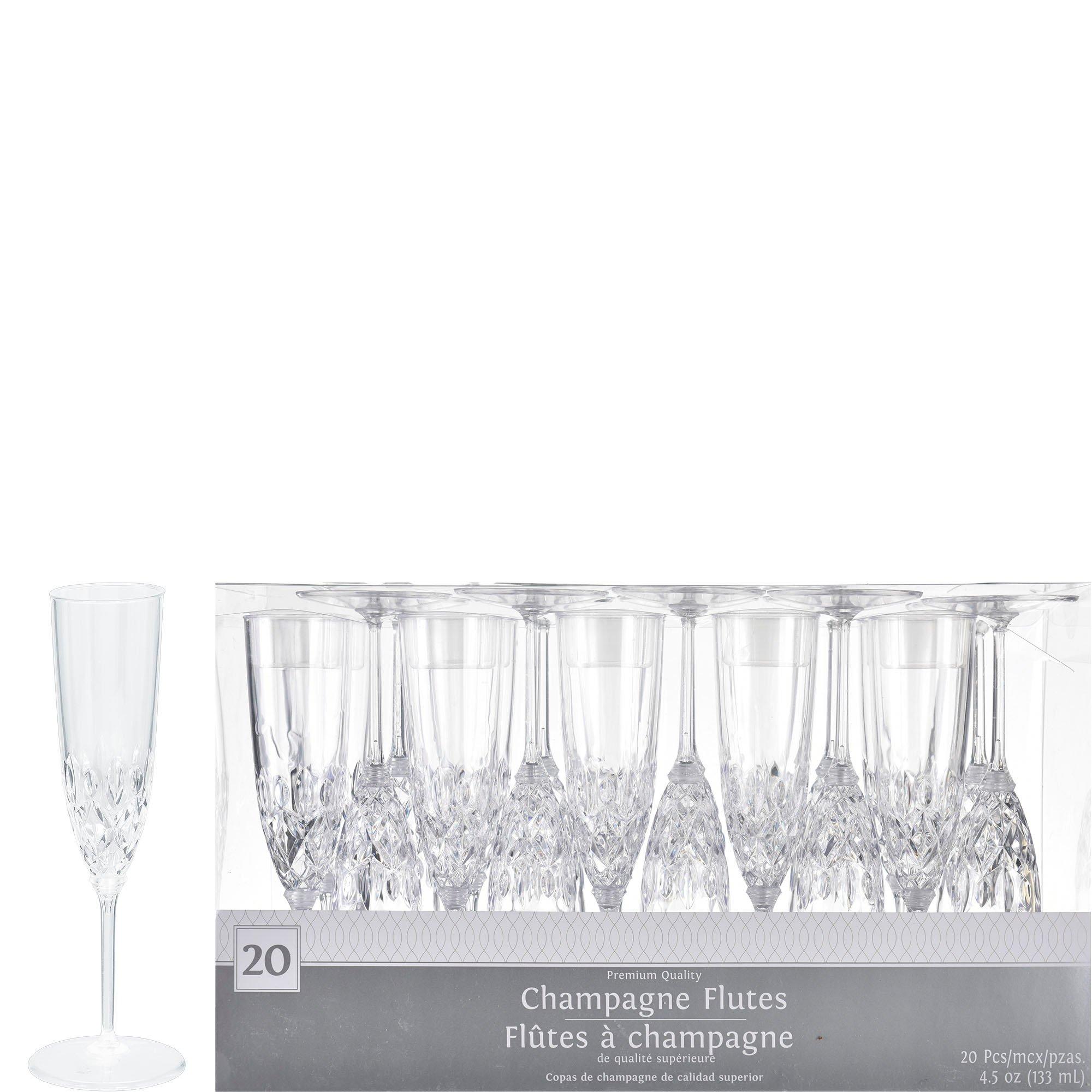 Clear Plastic Champagne Flutes, 5.5oz, 20ct