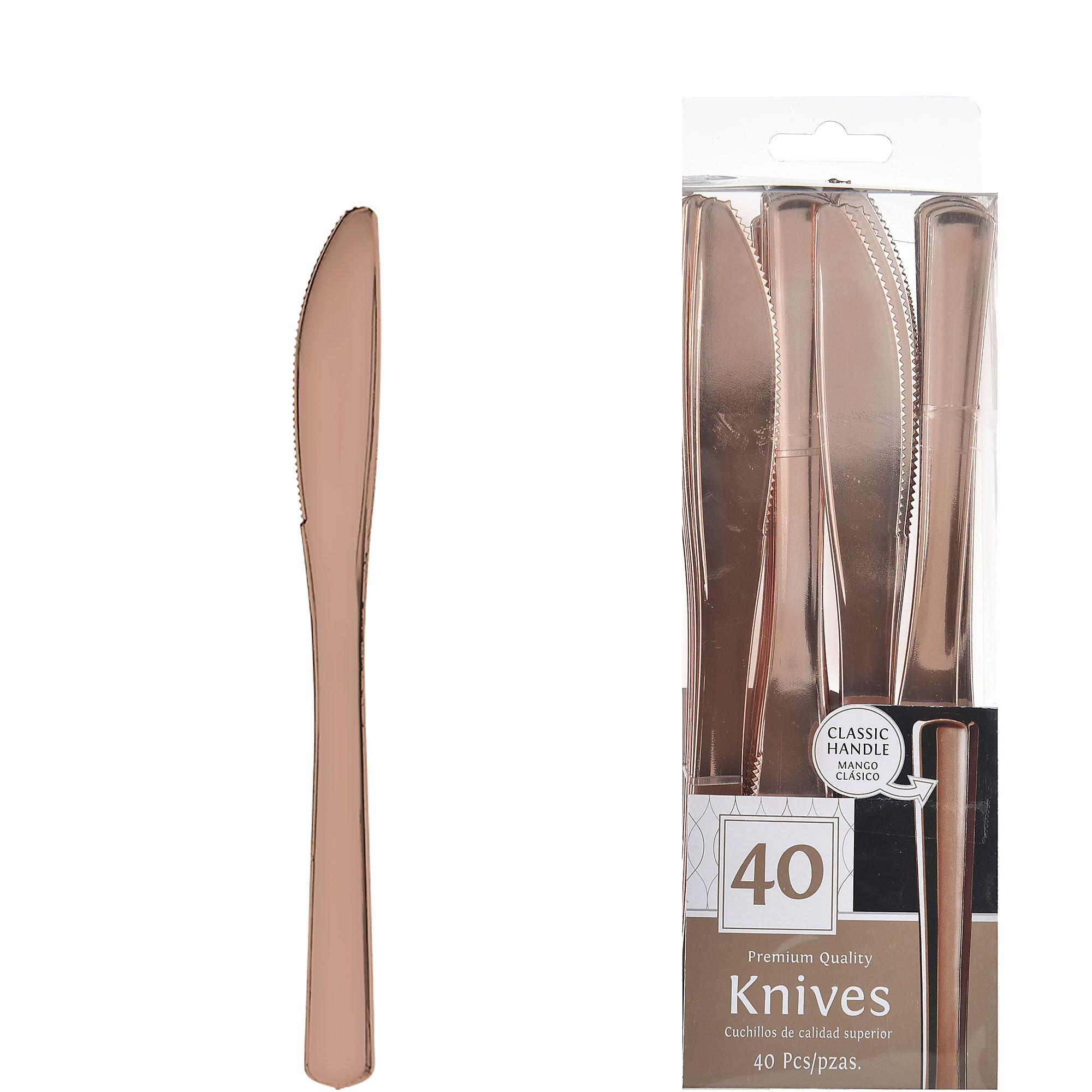 Rose Gold Premium Plastic Knives, 40ct