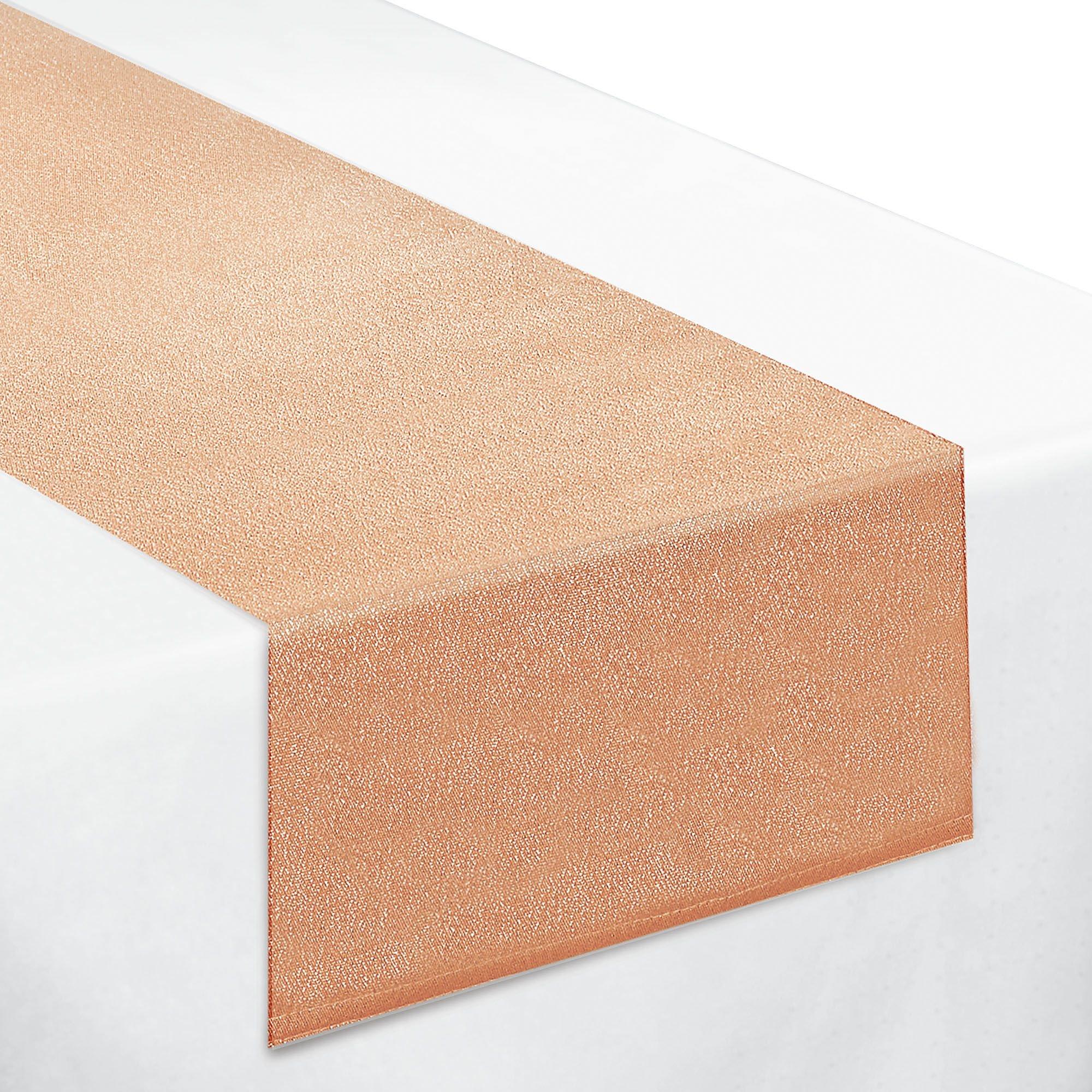 Metallic Rose Gold Premium Fabric Table Runner, 13in x 72in