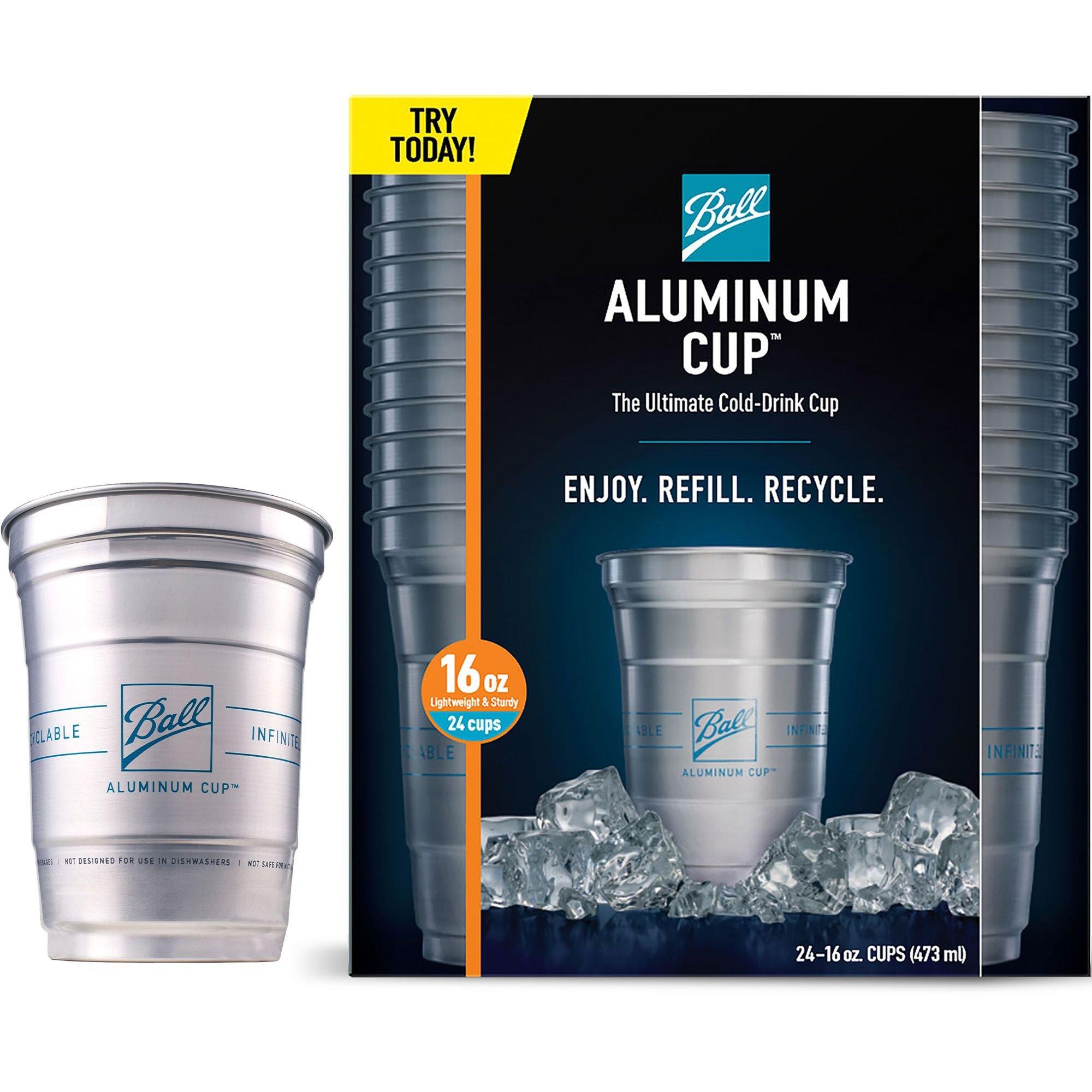 Ball Aluminum Cup Recyclable Party Cups, 16 oz. Cup, 30 Cups Per Pack 16  oz. Ball Logo 30-Count