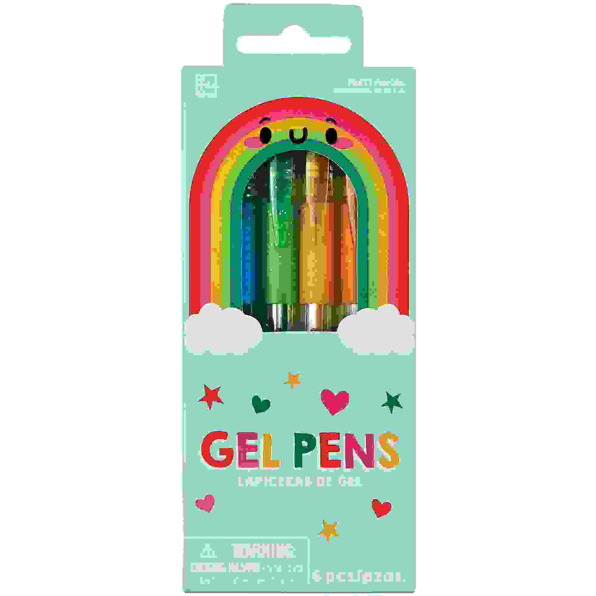 Amscan Glitter Rainbow Gel Pens, 6pc | Party Supplies | Party Favors