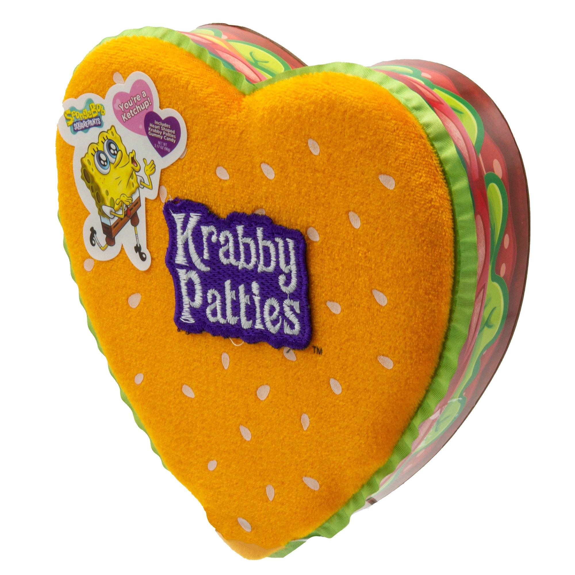 Heart-Shaped Krabby Patties Gummy Candy in Plush Heart Box, 3.17oz - SpongeBob SquarePants